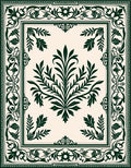 Elegant Dark Green Floral Scroll Pattern Rug