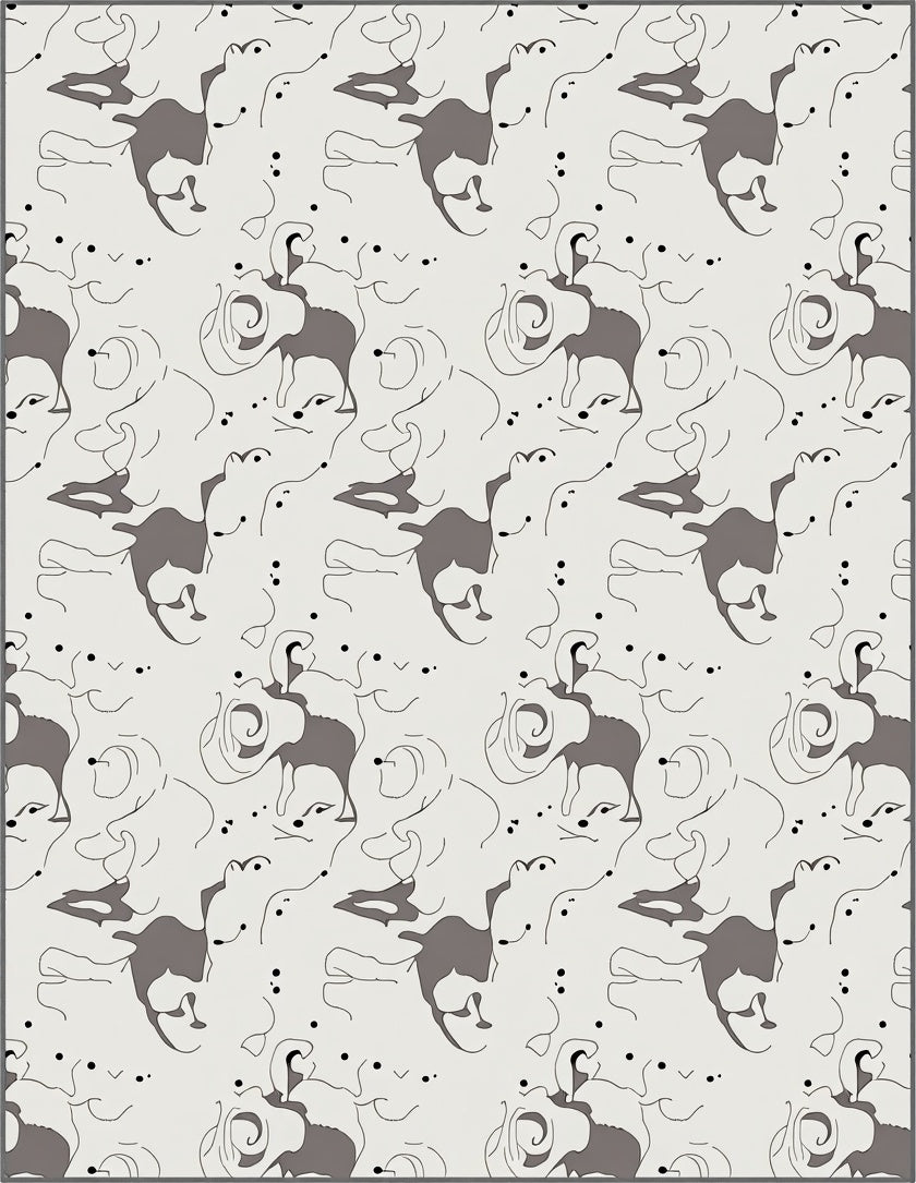 Abstract Sketchy Animal Pattern Design Rug