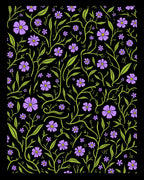 Floral Vine Pattern With Purple Flowers Rug