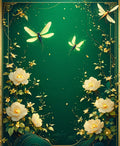 Golden Dragonflies and White Flowers Design Rug