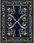 Regal Blue Gold Floral Scroll Rug
