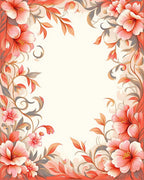 Coral Pink Floral Vine Pattern Rug