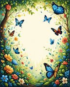 Vibrant Butterfly Blooming Garden Patchwork Rug