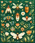 Whimsical Insects Floral Pattern Rug