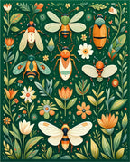 Whimsical Insects Floral Pattern Rug