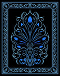 Ornate Blue Floral Scrollwork Design Rug