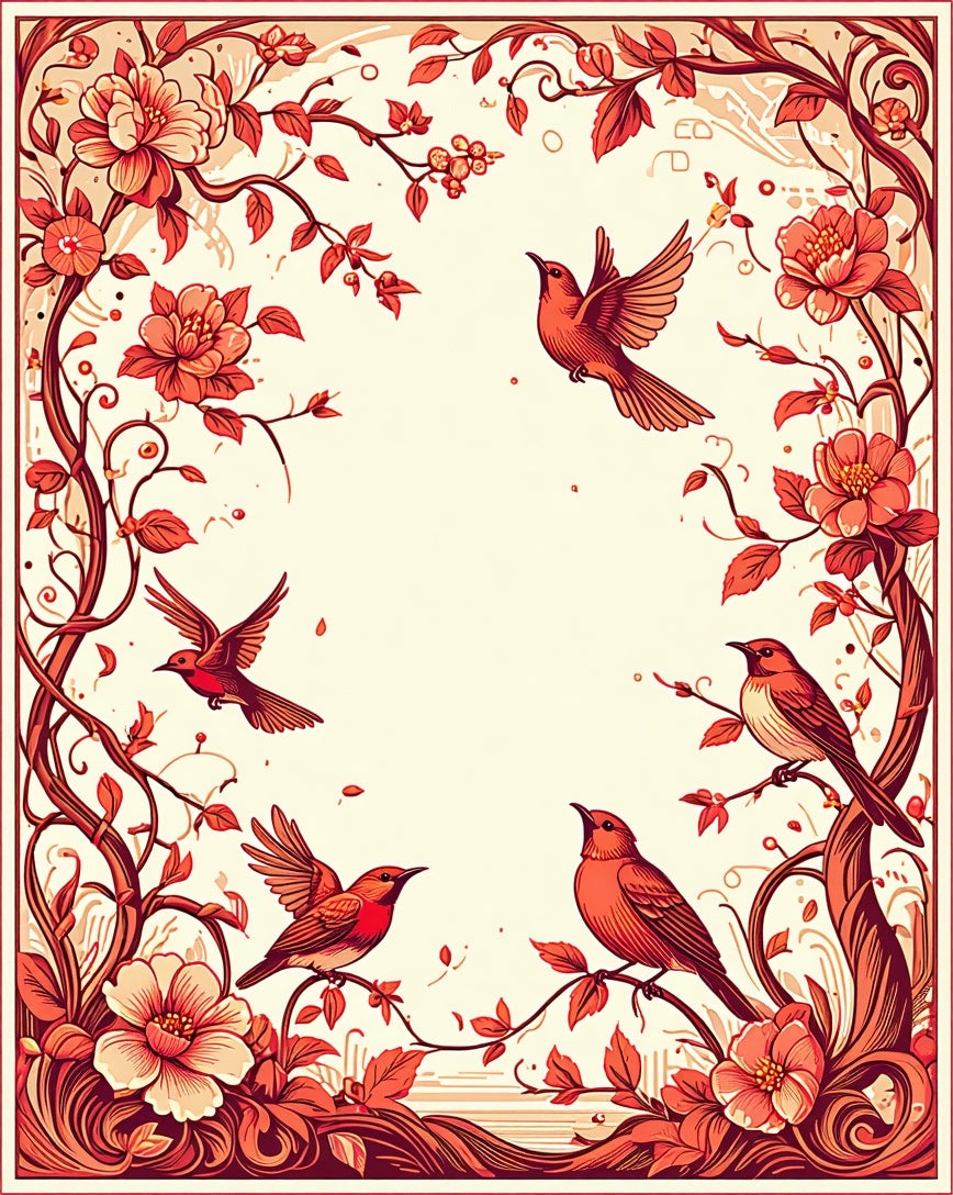 Floral Birds Branch Pattern Design Rug