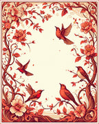 Floral Birds Branch Pattern Design Rug