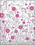 Whimsical Unicorns Floral Garden Design Rug
