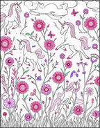 Whimsical Unicorns Floral Garden Design Rug