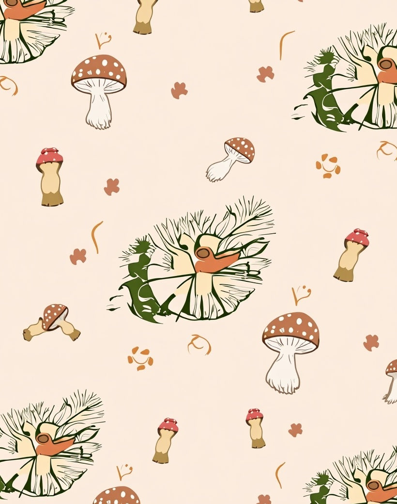Whimsical Woodland Mushroom Pattern Design Rug