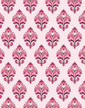 Pink Floral Damask Pattern Rug