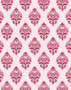 Pink Floral Damask Pattern Rug