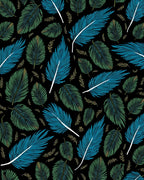 Tropical Blue and Green Leaf Pattern Rug