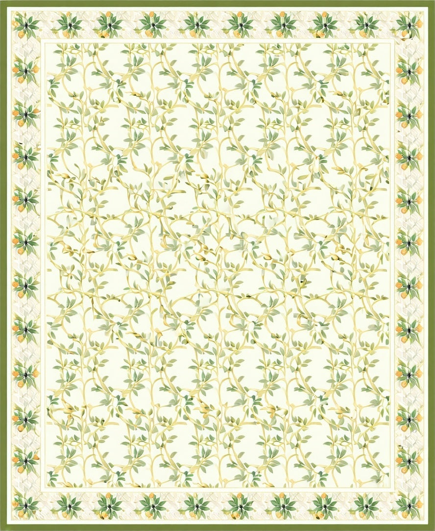 Botanical Vines With Orange Accents Rug