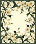 Elegant Cream Floral Vine Design Rug