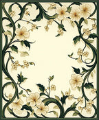 Elegant Cream Floral Vine Design Rug