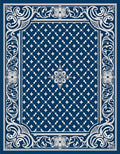 Classic Blue White Medallion Ornamental Rug