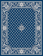 Classic Blue White Medallion Ornamental Rug