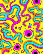 Vibrant Yellow Wavy Abstract Pattern Rug
