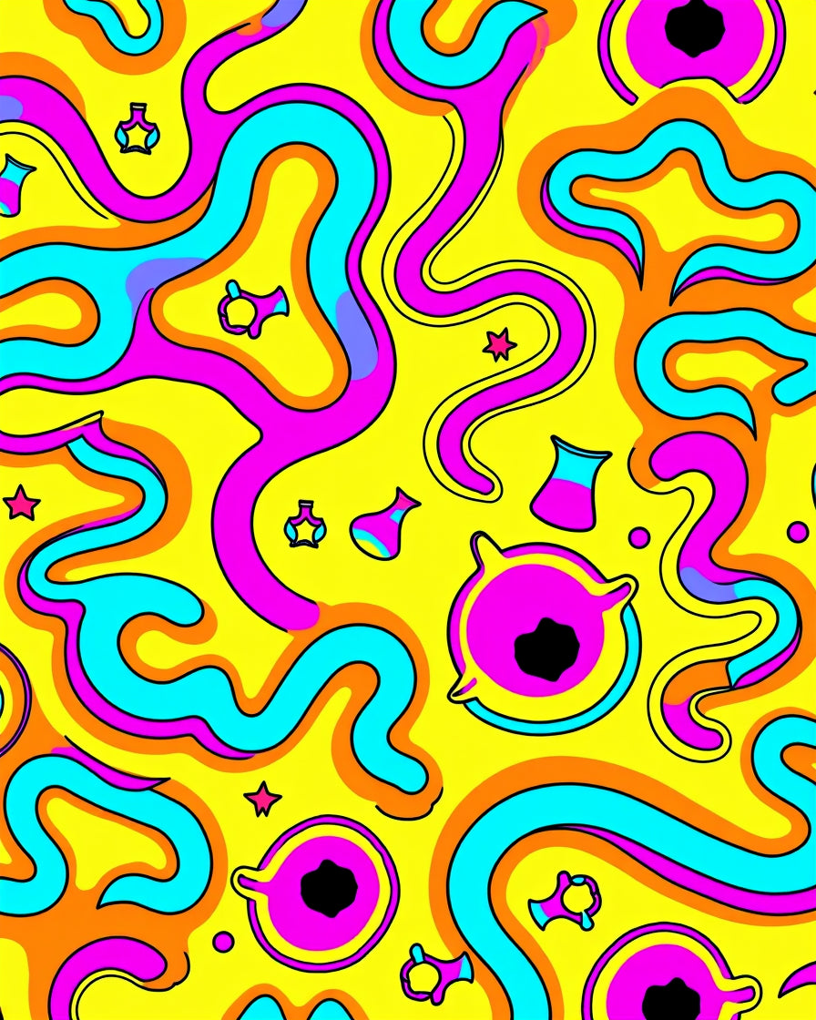 Vibrant Yellow Wavy Abstract Pattern Rug