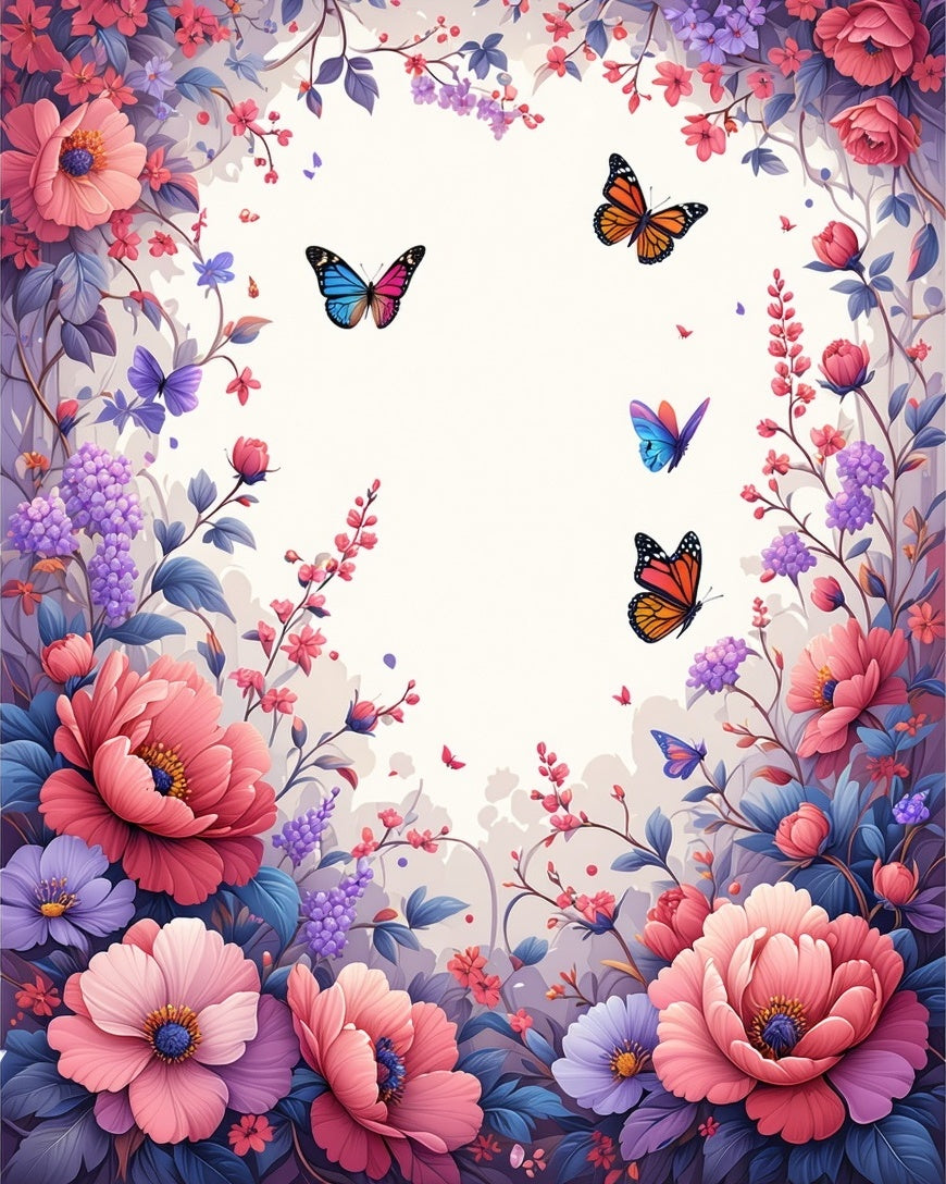 Vibrant Floral Butterflies Garden Rug