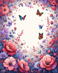 Vibrant Floral Butterflies Garden Rug