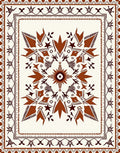 Rustic Terracotta Medallion Border Rug