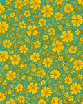 Yellow Floral Vines Teal Design Rug