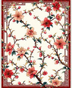 Lush Cherry Blossom Branch Pattern Rug