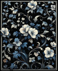 Dark Floral Vines Pattern Rug
