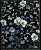 Dark Floral Vines Pattern Rug