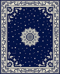 Navy Cream Mandala Dot Pattern Rug