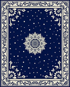 Navy Cream Mandala Dot Pattern Rug