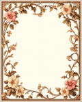 Floral Vines Antique Border Design Rug