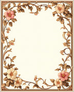 Floral Vines Antique Border Design Rug