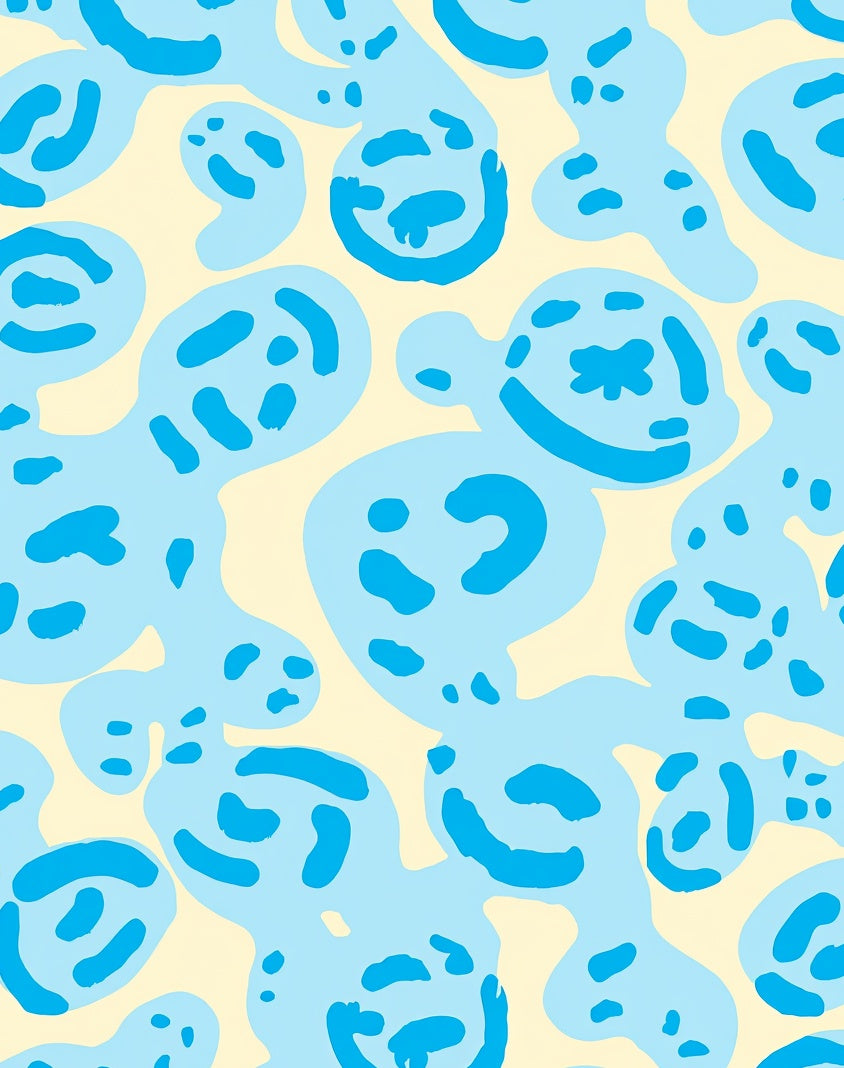 Abstract Blue Blob Pattern Rug