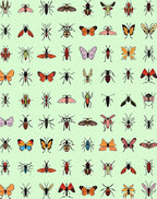 Whimsical Insect Collage Pattern Rug