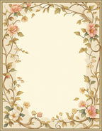 Vintage Floral Vine Border Design Rug