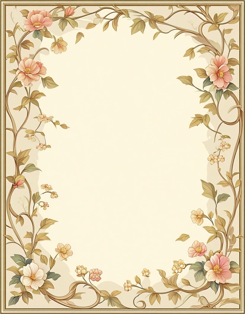 Vintage Floral Vine Border Design Rug