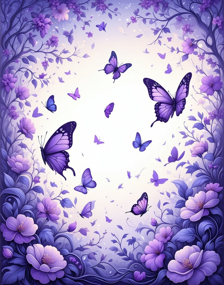 Purple Butterfly Floral Whimsy Rug