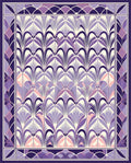 Art Deco Inspired Purple Feather Pattern Rug