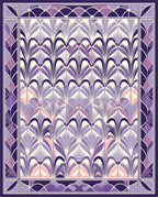 Art Deco Inspired Purple Feather Pattern Rug