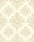 Cream Classic Damask Scroll Pattern Rug