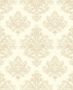Cream Classic Damask Scroll Pattern Rug