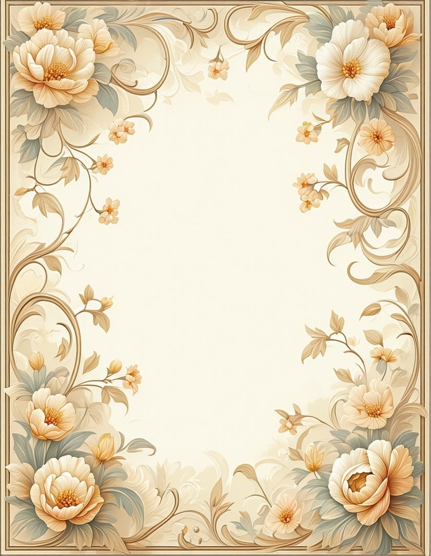 Elegant Floral Scroll Pattern Rug