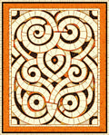 Ornate Swirl Graphic With Orange Border Rug