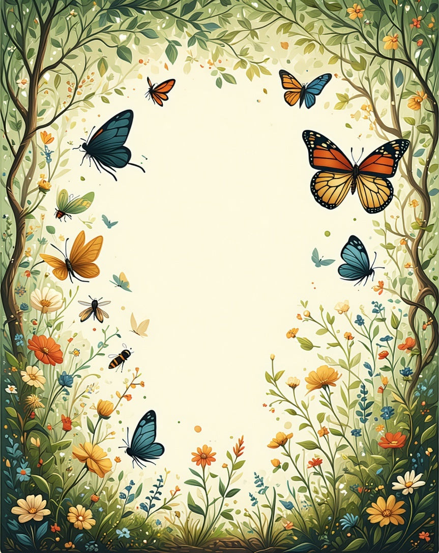 Whimsical Butterflies And Floral Garden Design Rug