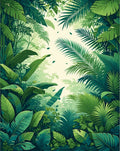 Tropical Lush Green Jungle Foliage Rug