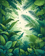 Tropical Lush Green Jungle Foliage Rug